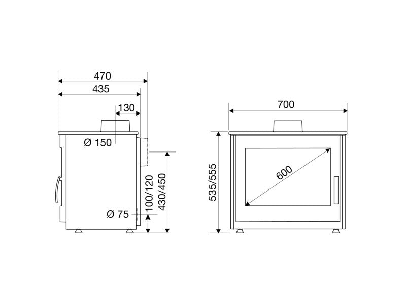 Poêle à bois fonte SUPRA Udo rabaissé 9kW