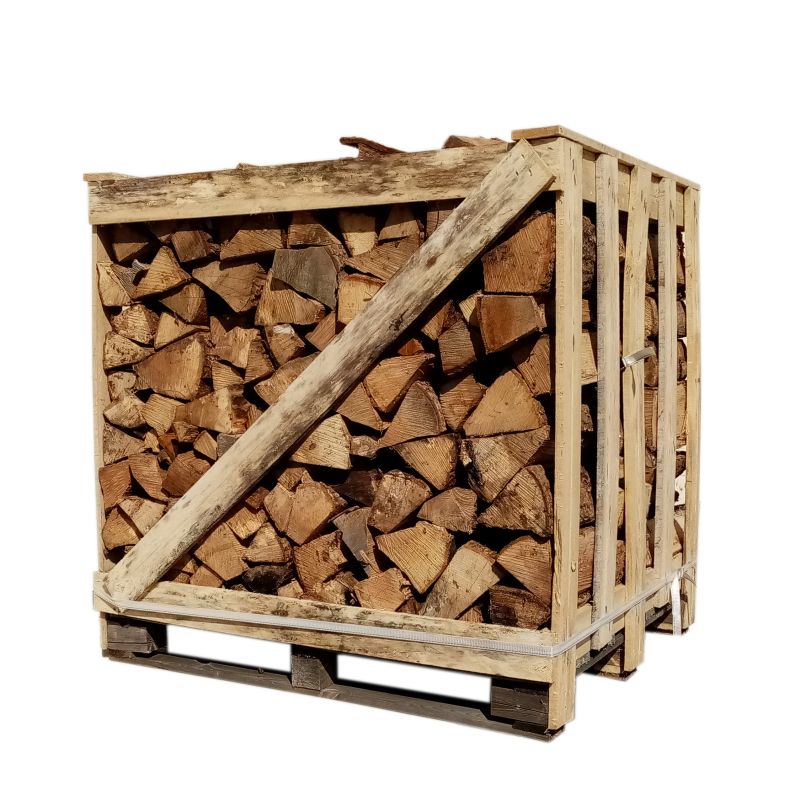 Caisse 1,50 stères de 30cm bois de chauffage - palette de bois coupé fendu de 1,05m3