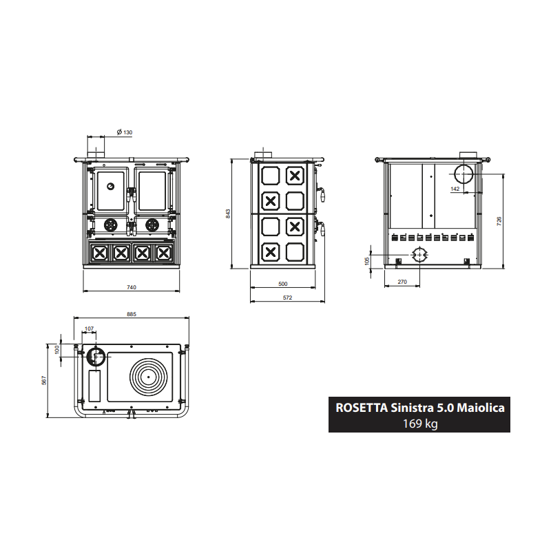 Cuisinière à Bois Rosetta 5.0 Maiolica 7.9 kw