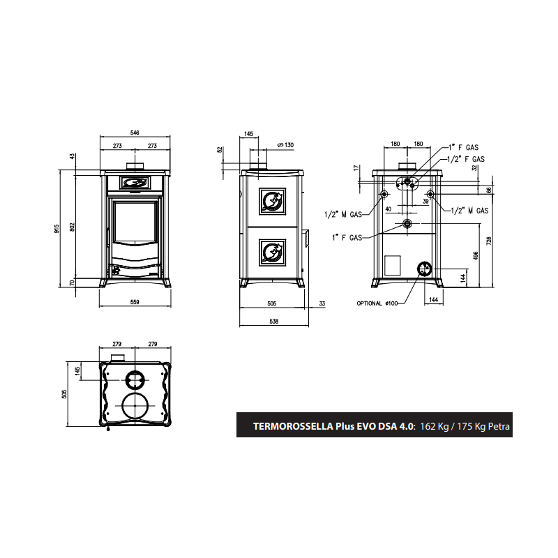 Poêle à bois bouilleur TermoRossella plus Evo DSA 4.0 11,1 kw