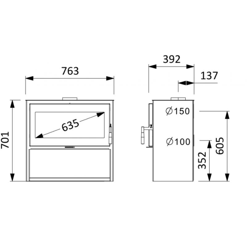 Poêle à bois étanche SUPRA Larry sur bûcher 8,5 kW