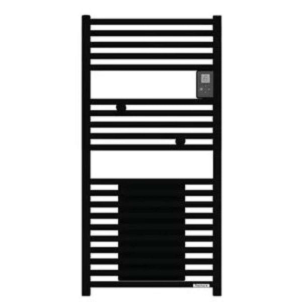 Radiateur sèche-serviettes électrique 500W + soufflerie 1000W noir carbine satin 471579 Riva 4 Thermor